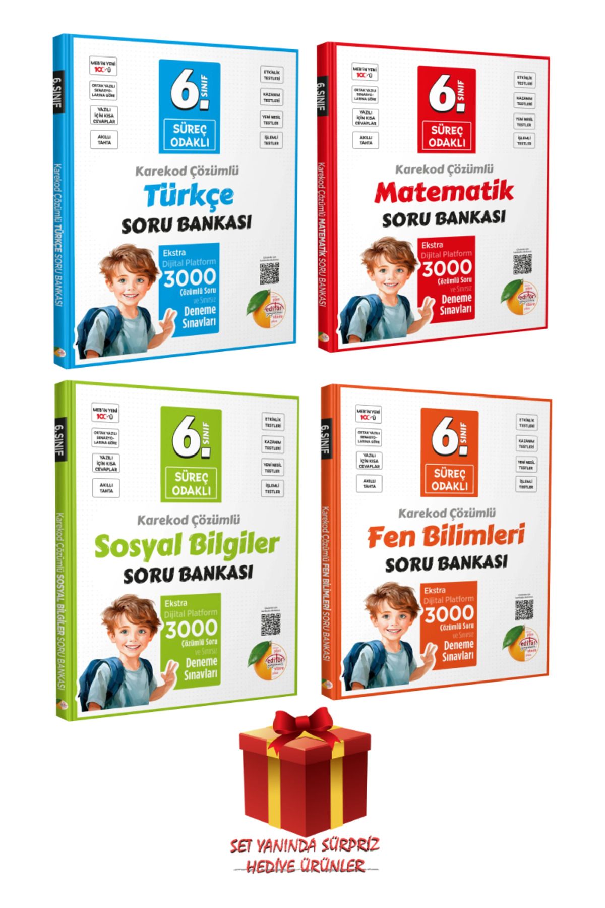 Editör Yayınevi 6. Sınıf Süreç Odaklı Soru Bankası Seti:Türkçe+Matematik+Sosyal Bilgiler+Fen Bilimleri|Karekod Çözüm
