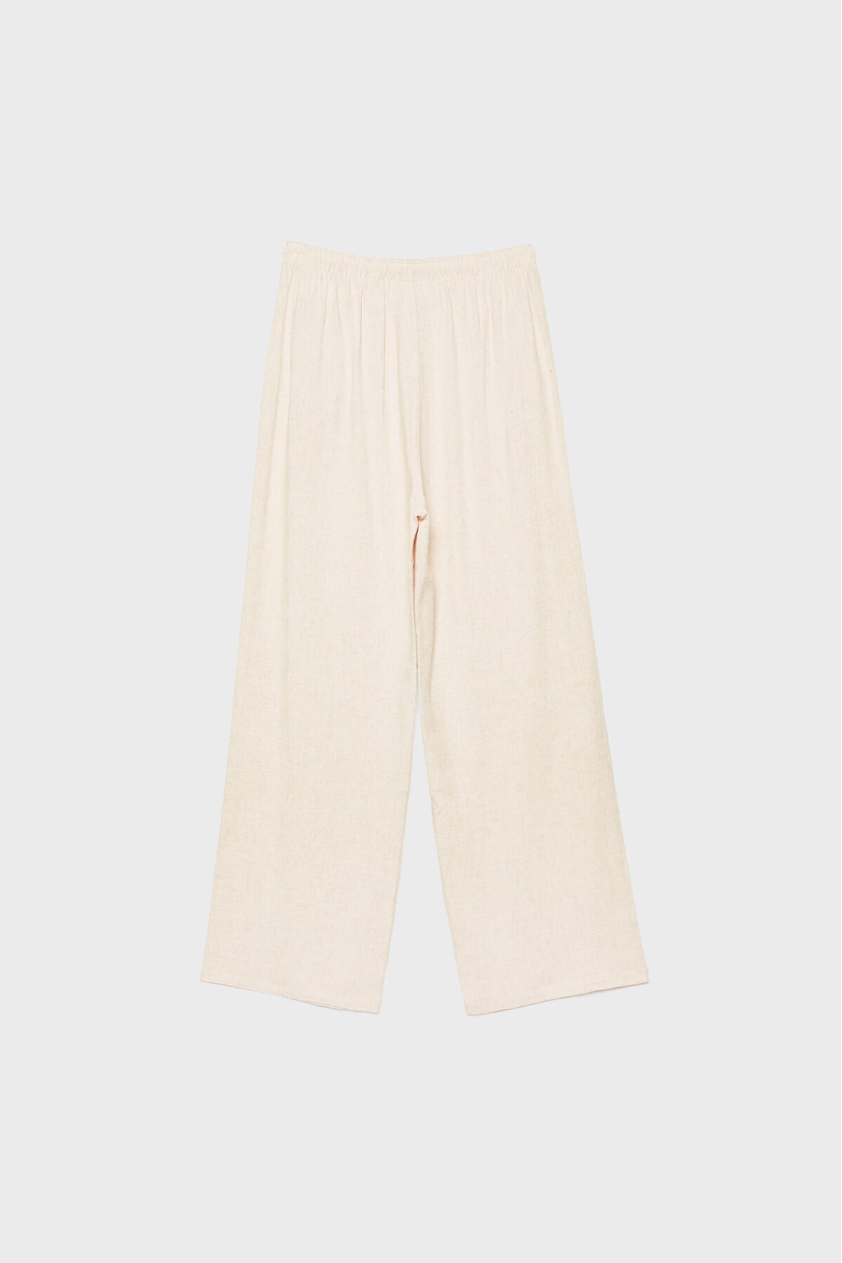 Stradivarius  Keten Karışımlı Bol Kesim Ekru Pantolon - Görsel 7