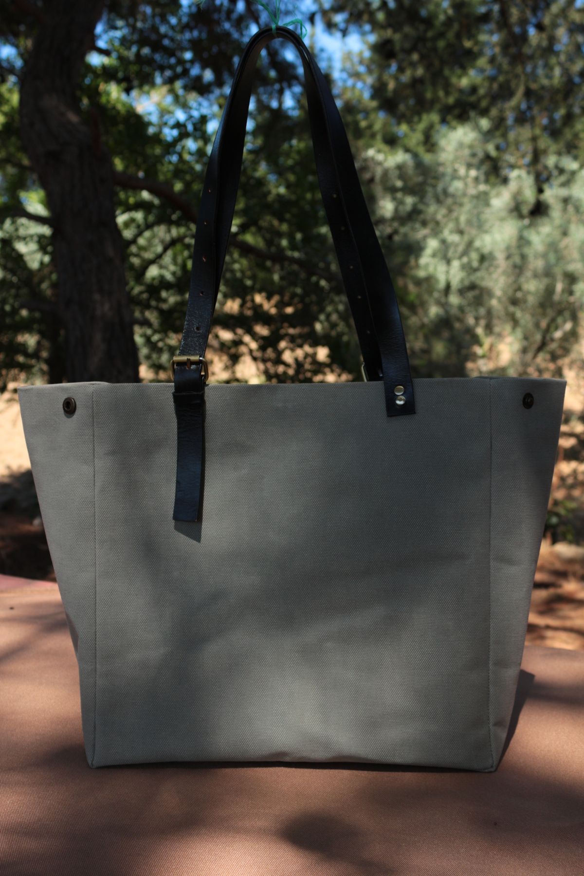 Butik Mumlu Kanvas Büyük Boy Kol Çantası Gerçek Deri Saplı