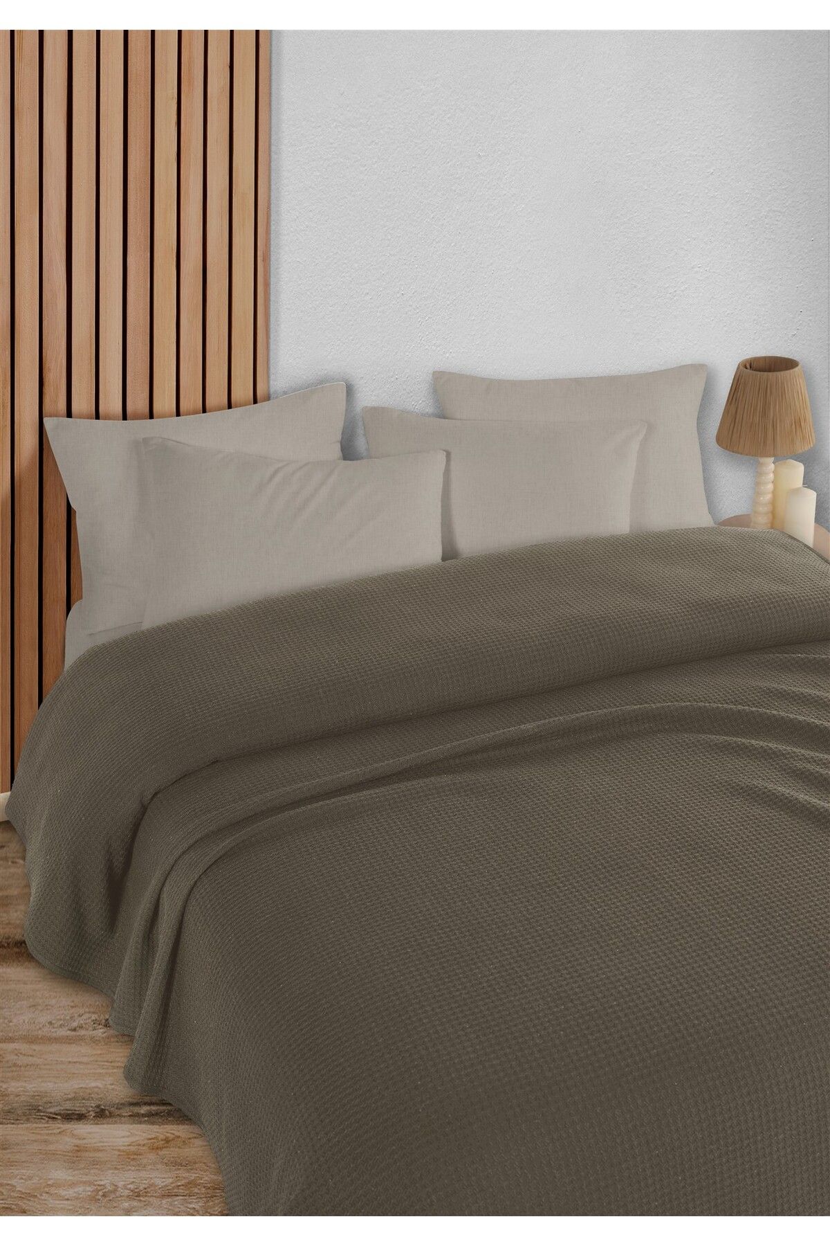 HomeBerry Adaline Açık Kahve Tek Kişilik Pike Takımı 160 x 230 cm