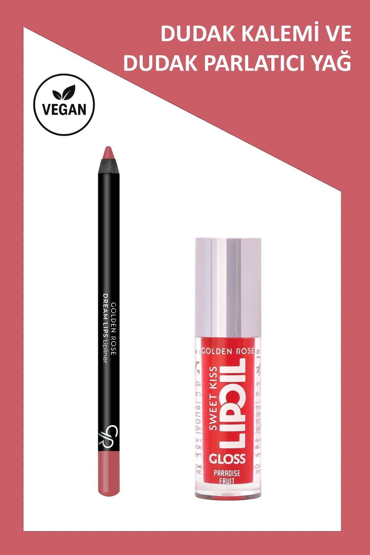 Golden Rose Sweet Kiss Meyveli Dudak Parlatıcısı No: 04 & Dream Lips Lipliner No: 540 Makyaj Seti