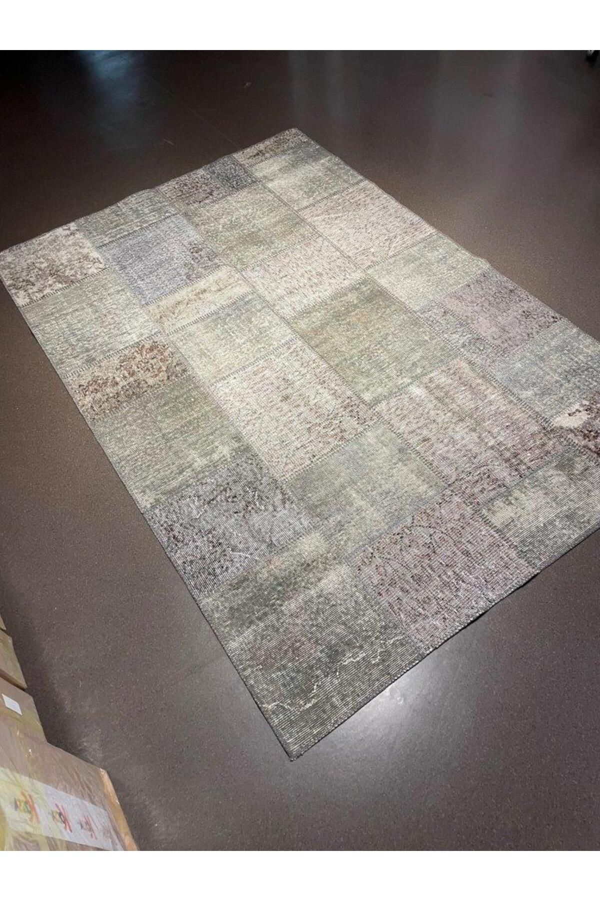 KOZZY HOME Patchwork El Yapımı Yün Halı Vintage El Dokuma %100 Kök Boya Klasik Desenli Modern Halı (NO-198)