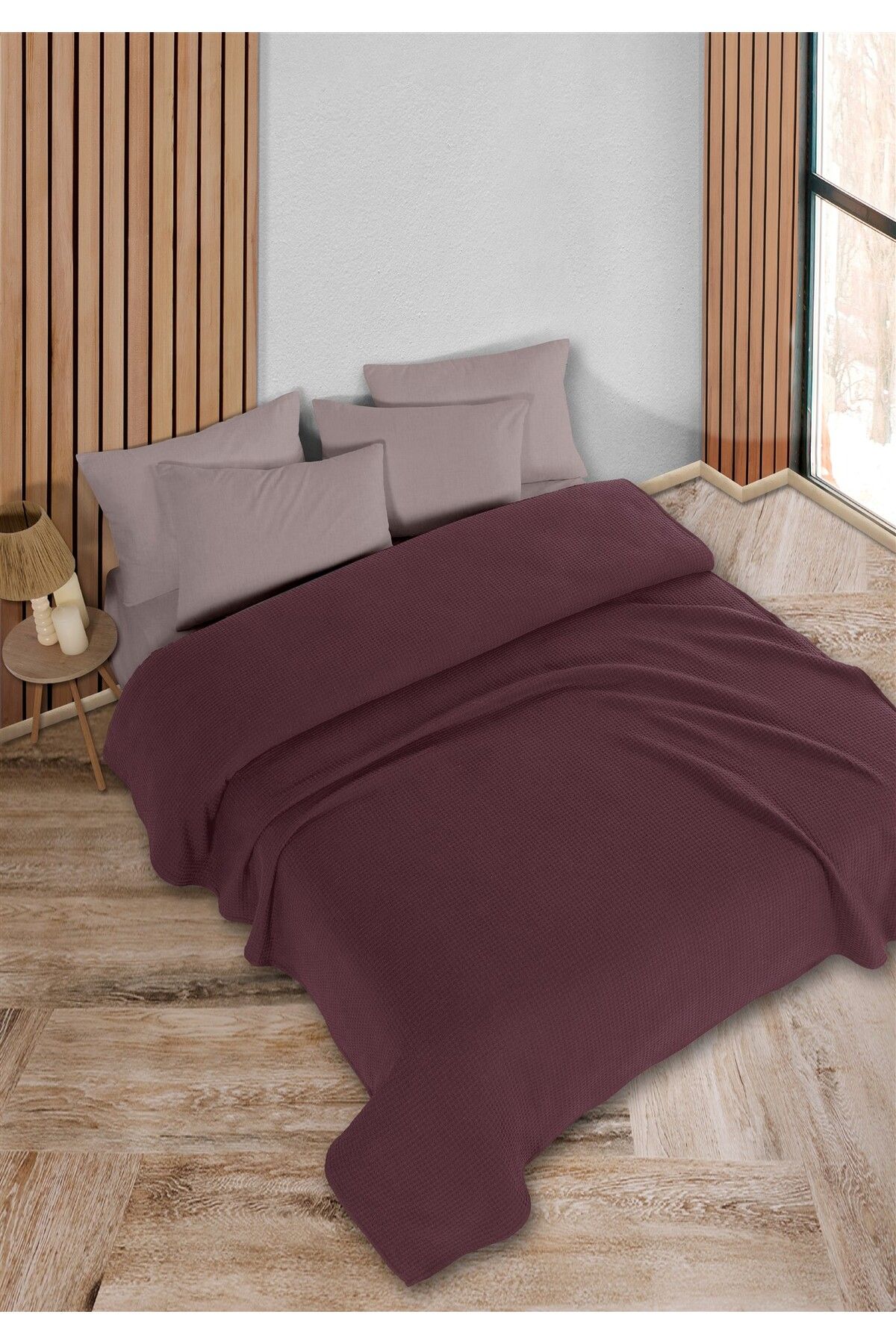 HomeBerry Adaline Koyu Bordo Çift Kişilik Pike Takımı 200 x 230 cm