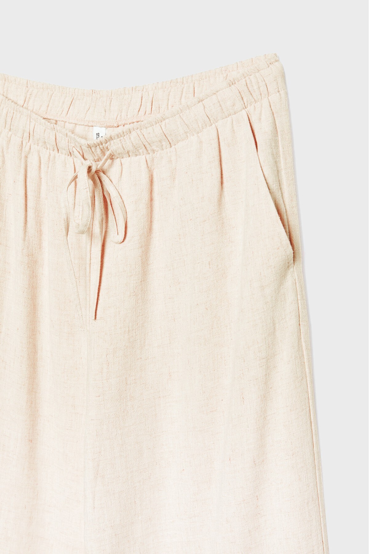 Stradivarius  Keten Karışımlı Bol Kesim Ekru Pantolon - Görsel 8