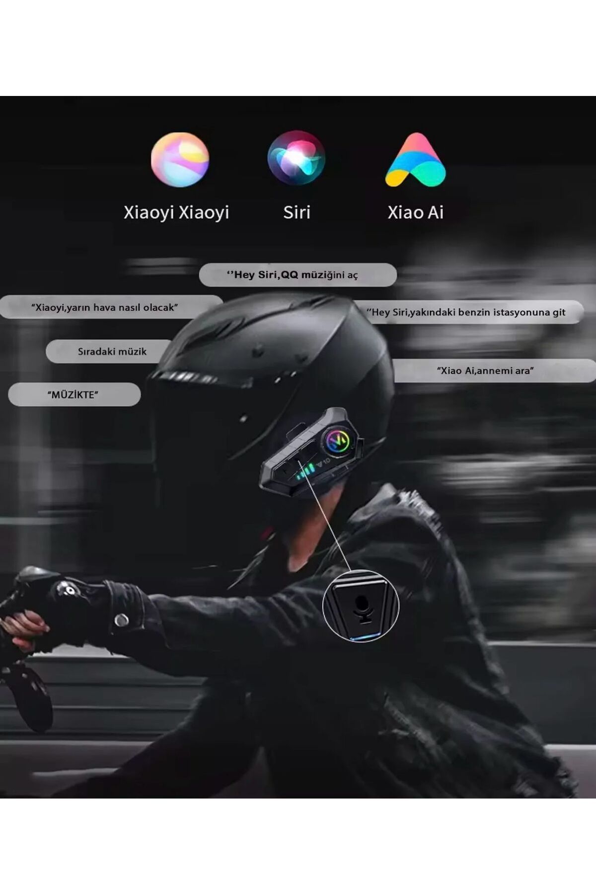 Blic Y10 İNTERCOM KASK BLUETOOTH IŞIKLI KULAKLIK