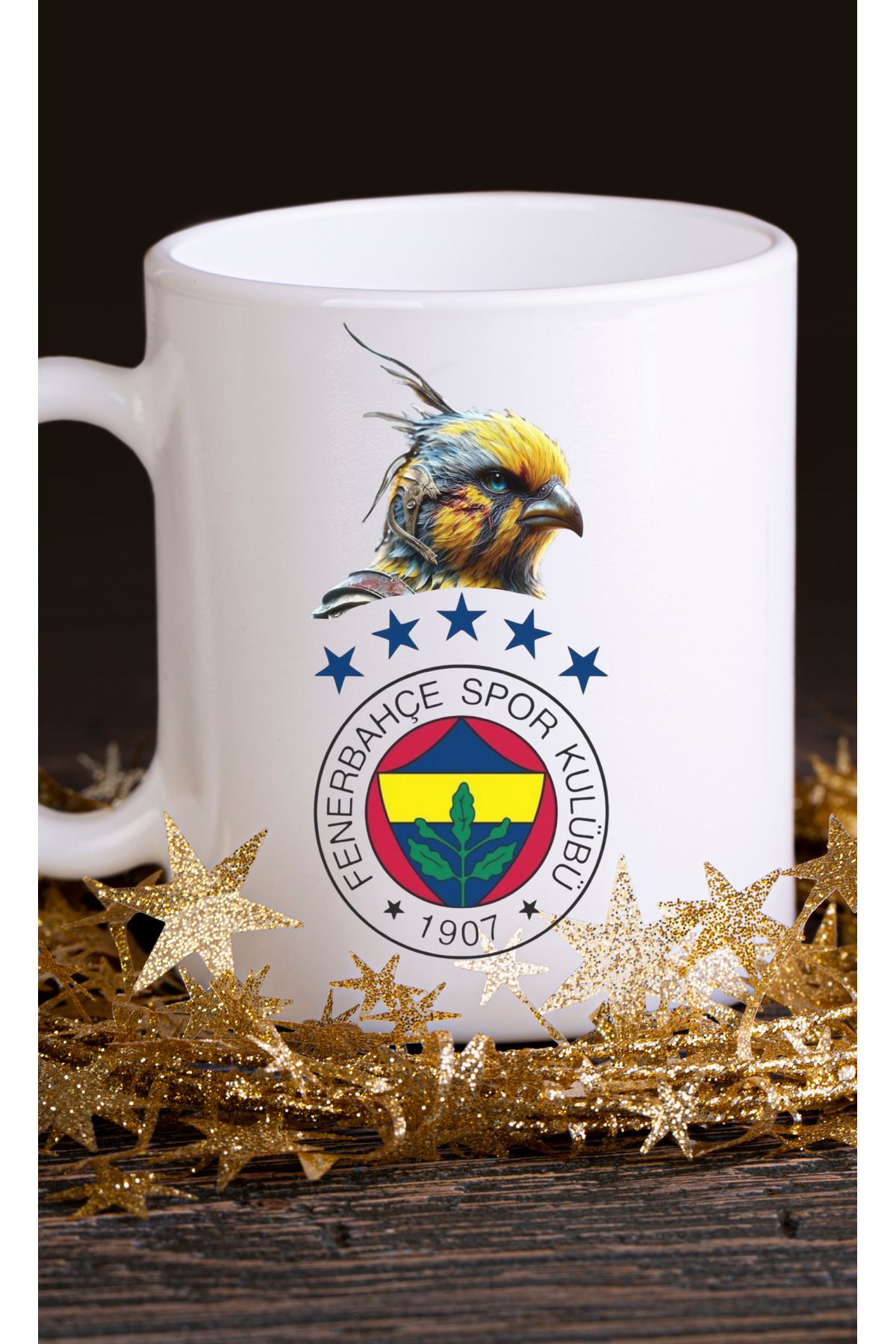 Store Fenerbahçe Amblemli ve Kanarya Figürlü Kupa Bardak - Efsane Sarı Lacivert Kupa!