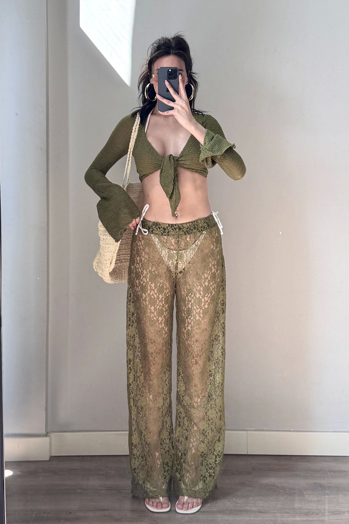 Eka Kadın Yeşil Dantelli Pantolon 1017-0170