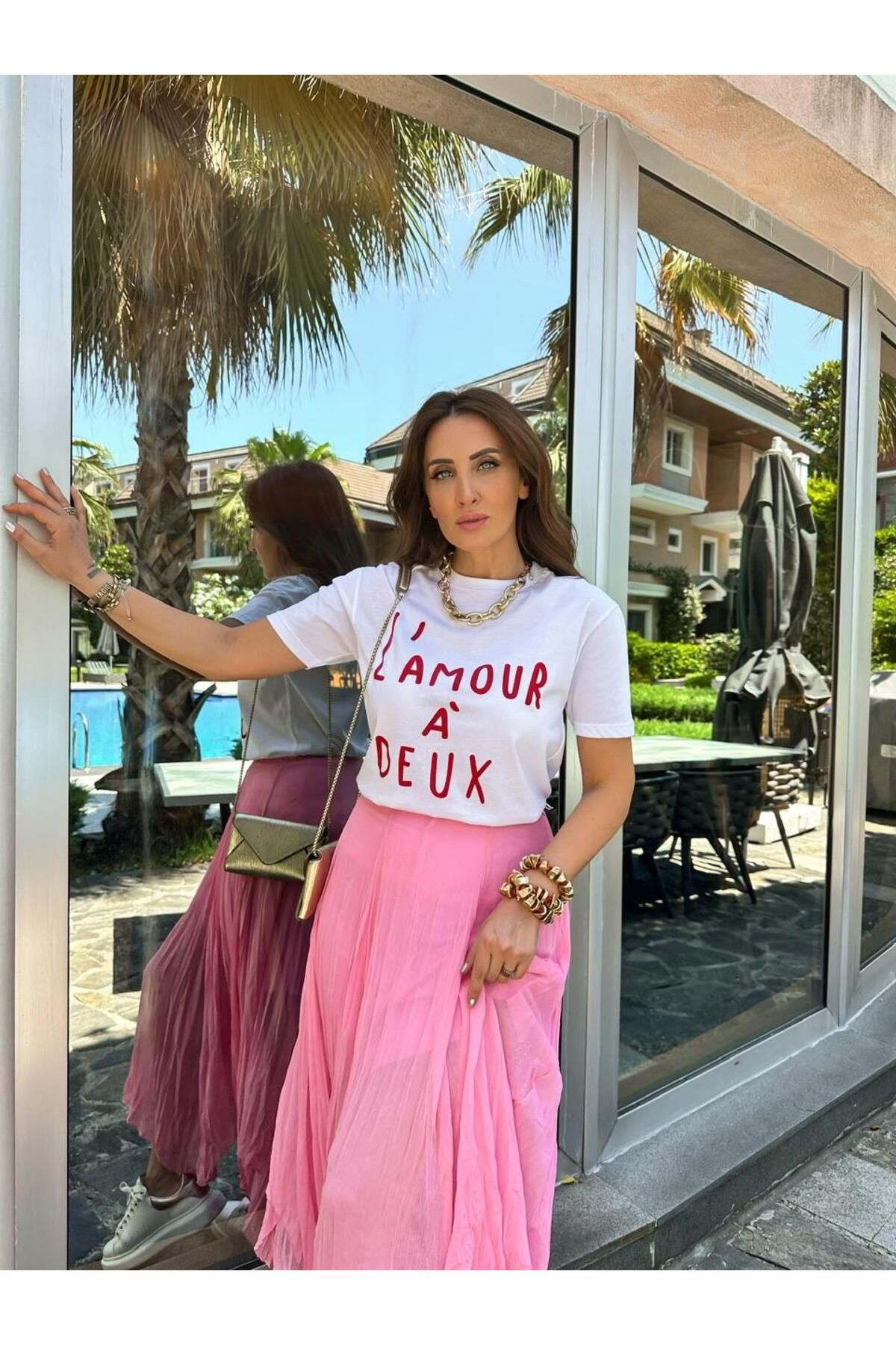 Zerrincan Giyim Beyaz Amour Yazılı Orijinal Tshirt