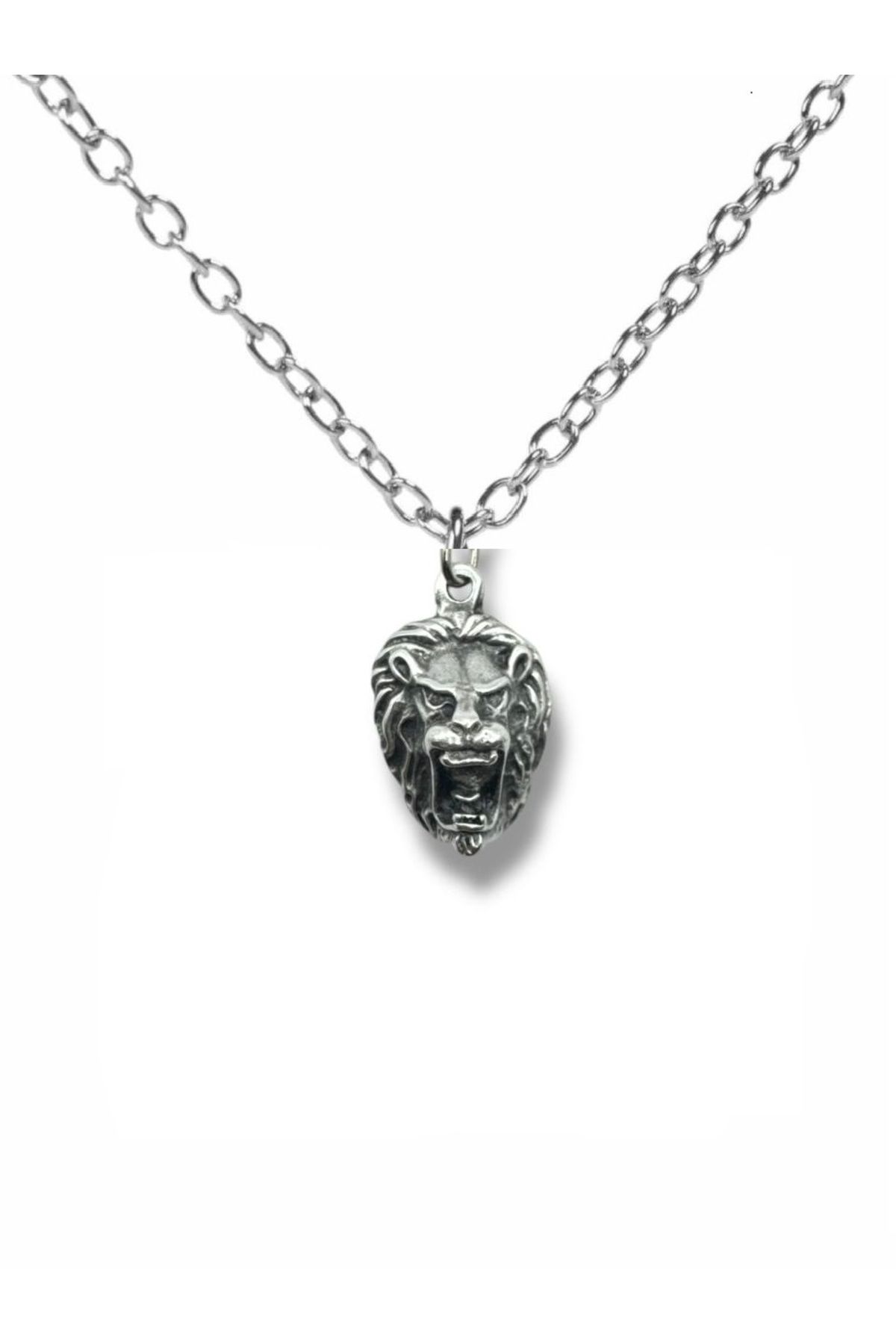 Herşey Nota Majestic Lion – Aslan Kafası Figürlü Unisex Kolye (60 cm Zincirli)