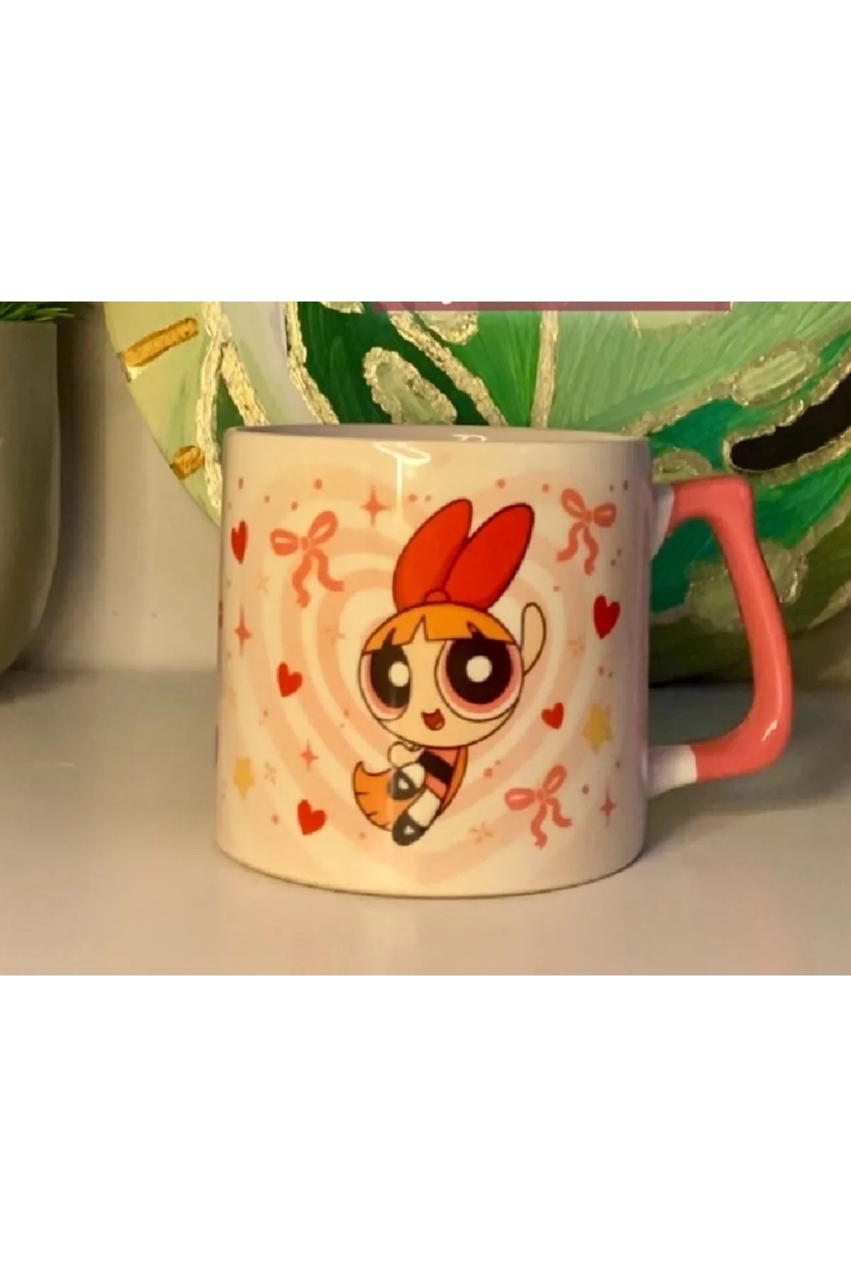 RHG Art PowerPuff Girls - Blossom - Buttercup - Bubbles Kalp Detaylı Kupa Bardak Kahve Fincanı