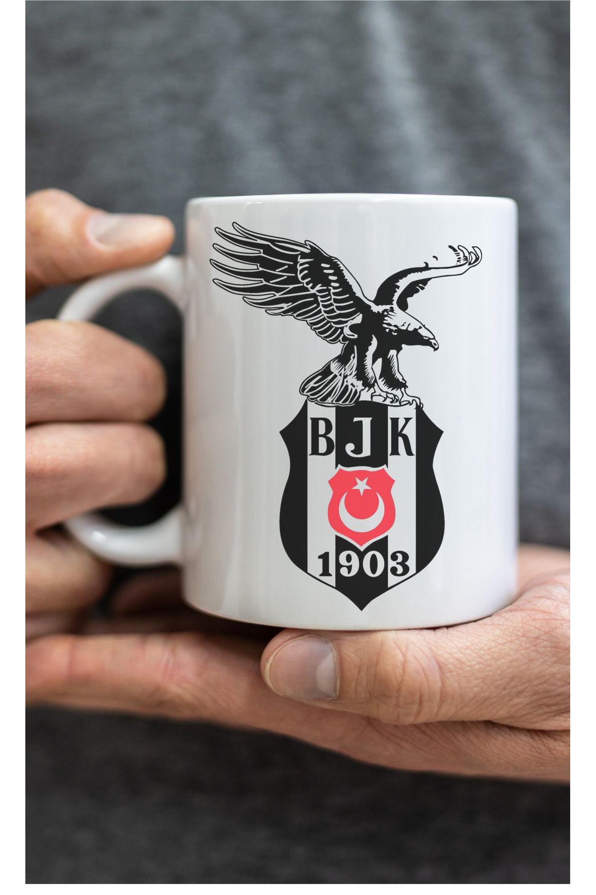 Store Beşiktaş Amblemli ve Kartal Figürlü Kupa Bardak - 1903 Kara Kartal Ruhu!