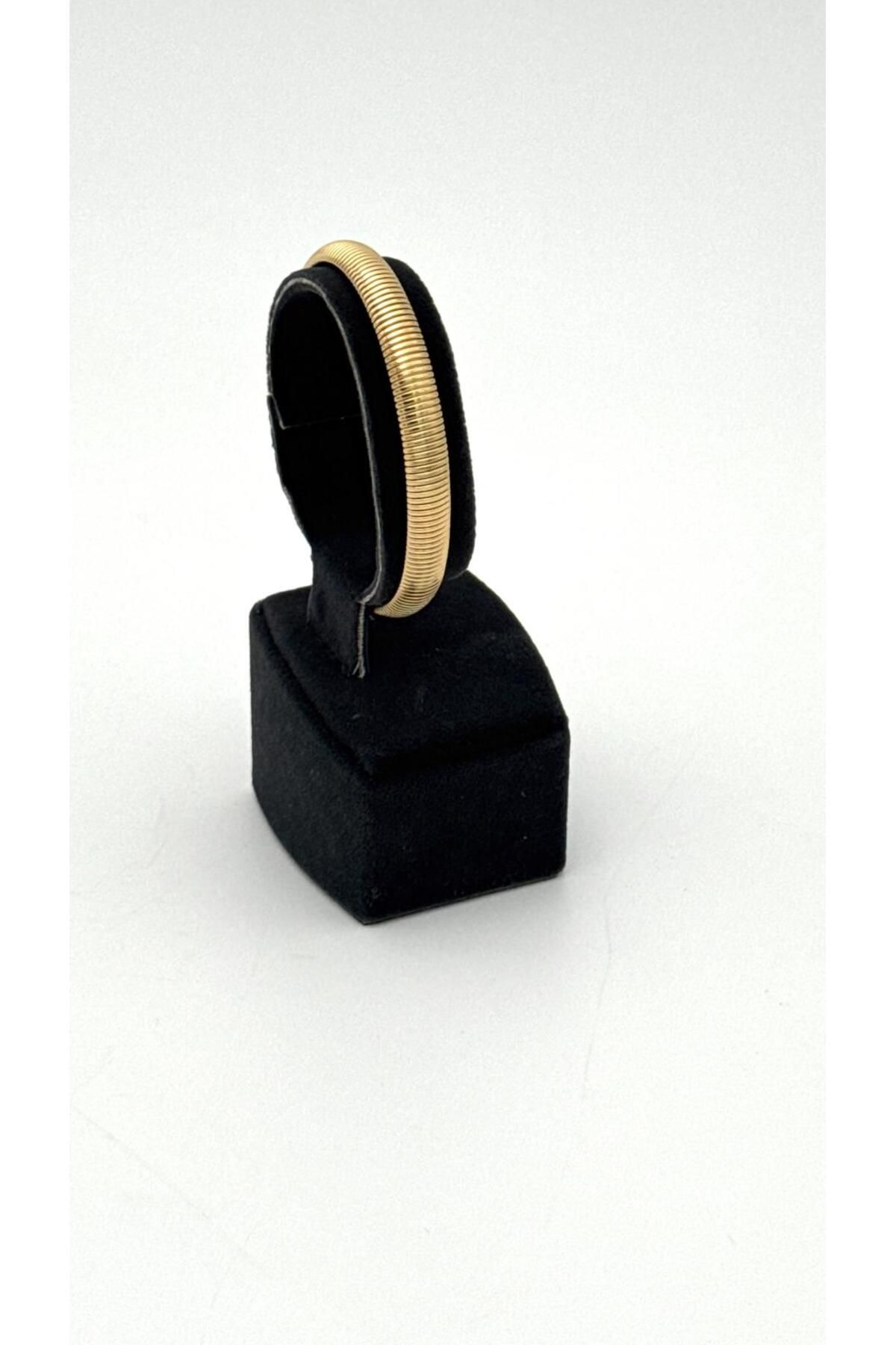 ELİOSA Gold Spiral Kararmaz Çelik Kelepçe Bileklik