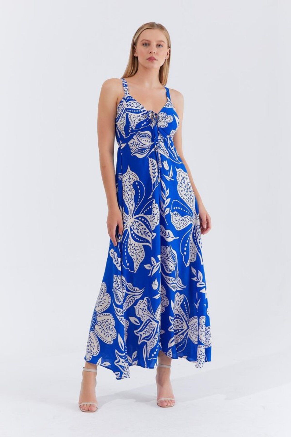 MODA Askılı Viscon Elbise - Saks