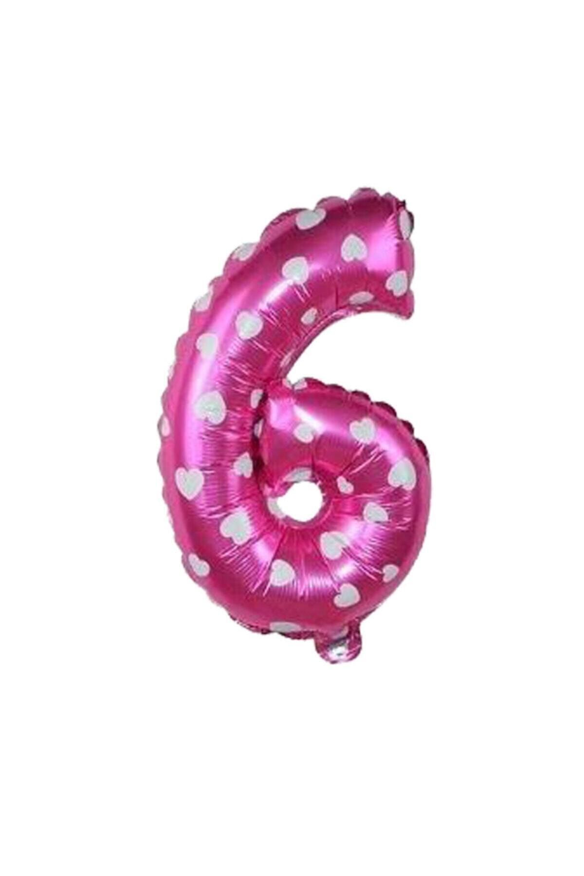 EA HOME 6 Rakam Pembe Renk 16 Inc 40 Cm Balon Parti Malzemesi