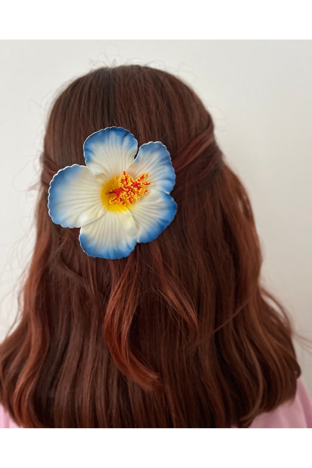FloresDeCarnaval mavi beyaz hibiskus tropikal toka