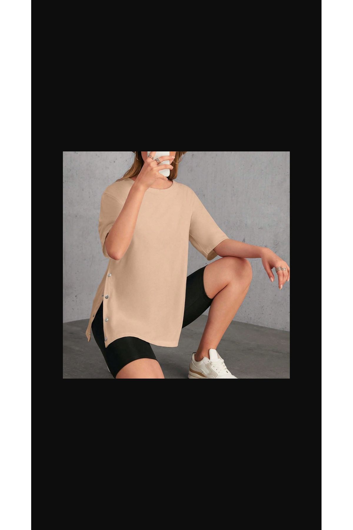 Purpleclo ÇITÇIT DETAYLI OVERSİZE T-SHIRT