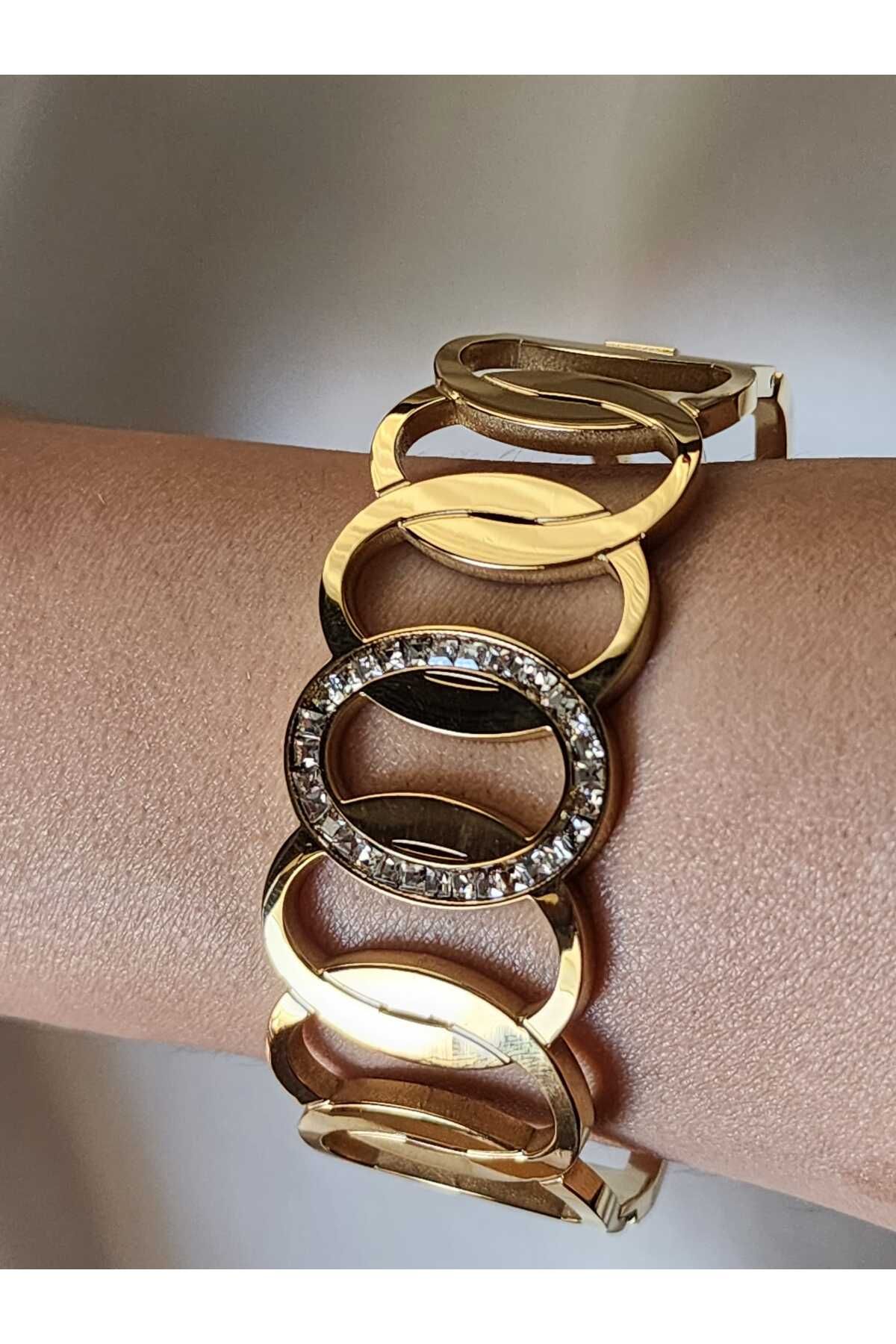 ZÜLİSCH ÇELİK KELEPÇE GOLD KALIN TAŞLI MODEL PASLANMAZ SUYA DAYANIKLI