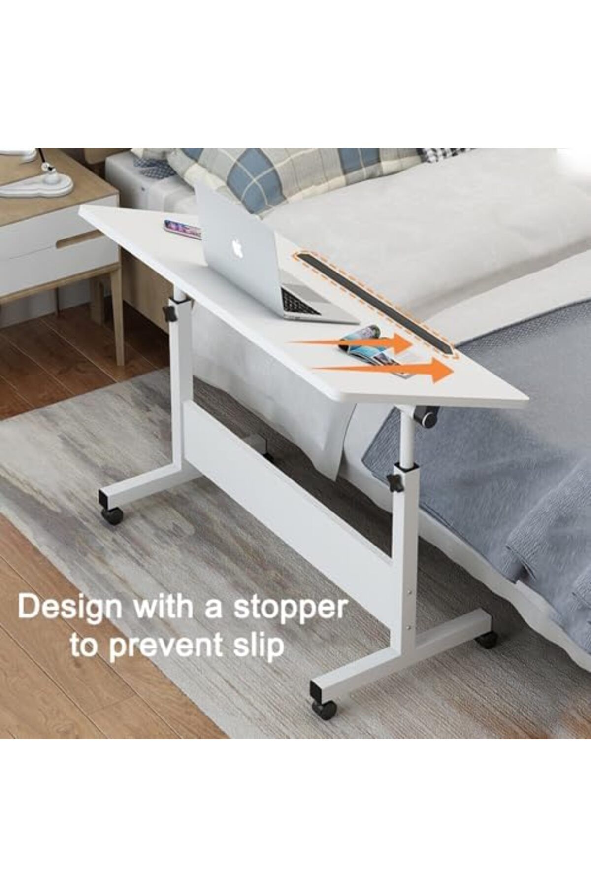 Generic-Rolling Desk Adjustable Height,Rolling Computer Cart,Portable Laptop Desk,Small Adjustable Home Offi 8