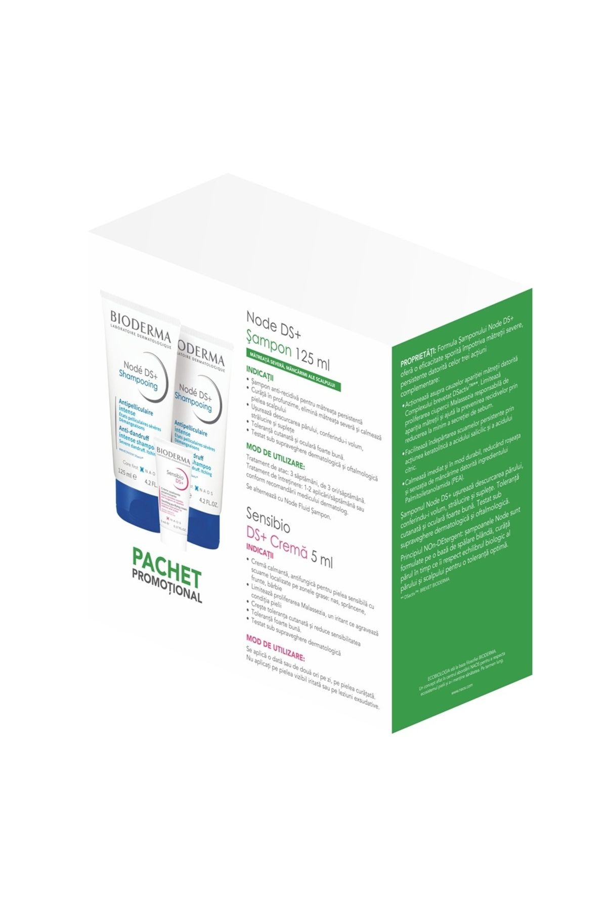 Bioderma-Pachet șampon Node DS+, 2 x 125 ml + cremă Sensibio DS, 5 ml, Bioderma 2
