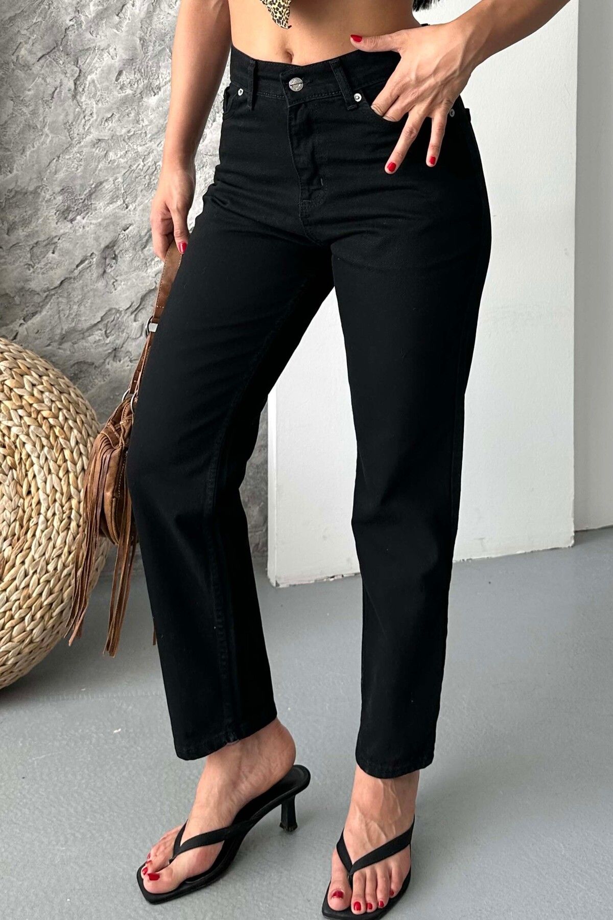 TOFİSA Mom Fit Kot Pantolon Siyah - 27301