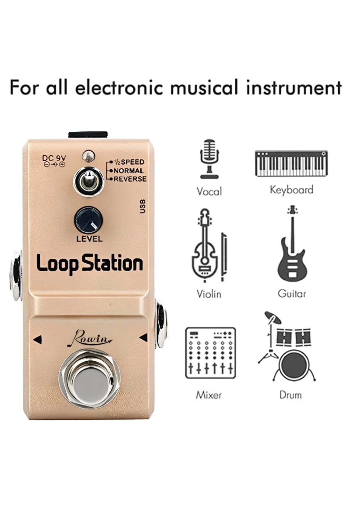 Choice-Rowin Mini Loop Station 48K Looper Pedal Unlimited Overdubs 10 Minutes of Looping, 1/2 time, and ... 4