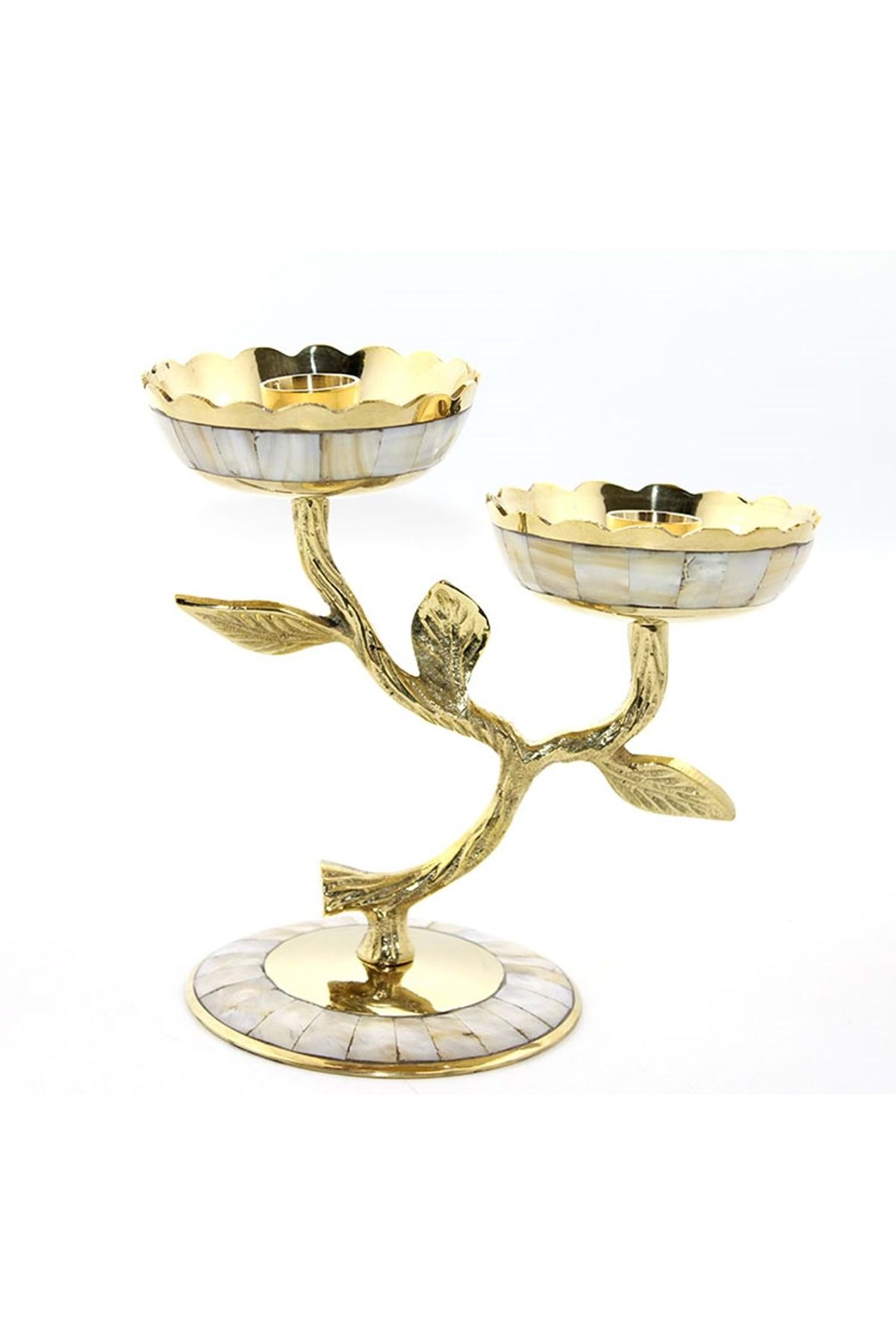 Store Pirinç Sedefli 2'Li Şamdan 15*17 Cm