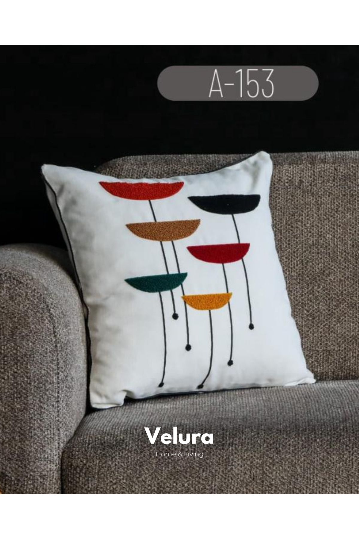 Velura Home & Living Dekoratif Kırlent & Pinterest Kırlent & Keten Kumaş - Nakış İşleme & A153