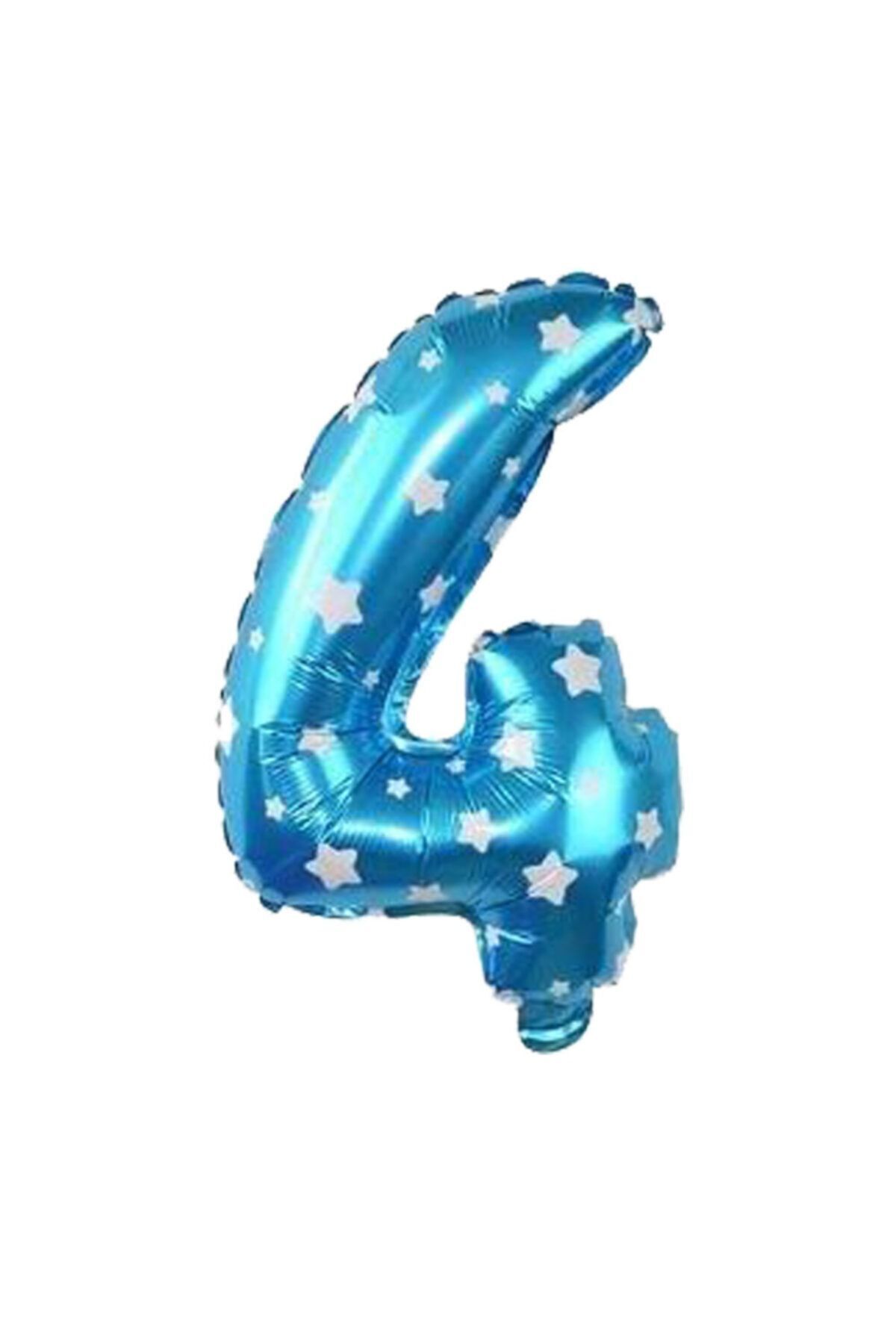 EA HOME 4 Rakam Mavi Renk 16 Inc 40 Cm Balon Parti Malzemesi