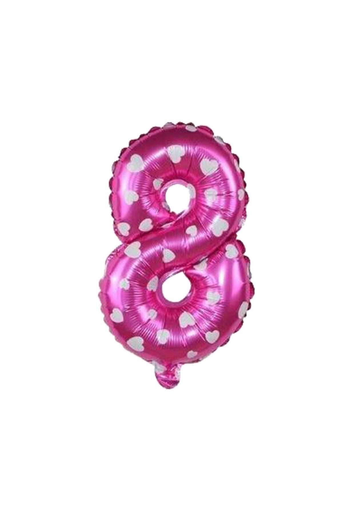 EA HOME 8 Rakam Pembe Renk 16 Inc 40 Cm Balon Parti Malzemesi