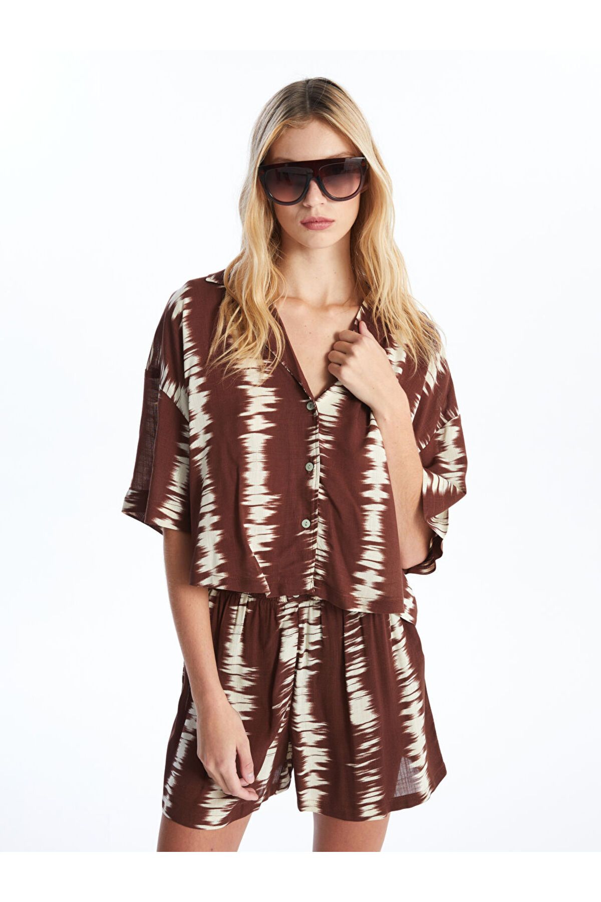 LC Waikiki LCW Desenli Oversize Kadın Gömlek