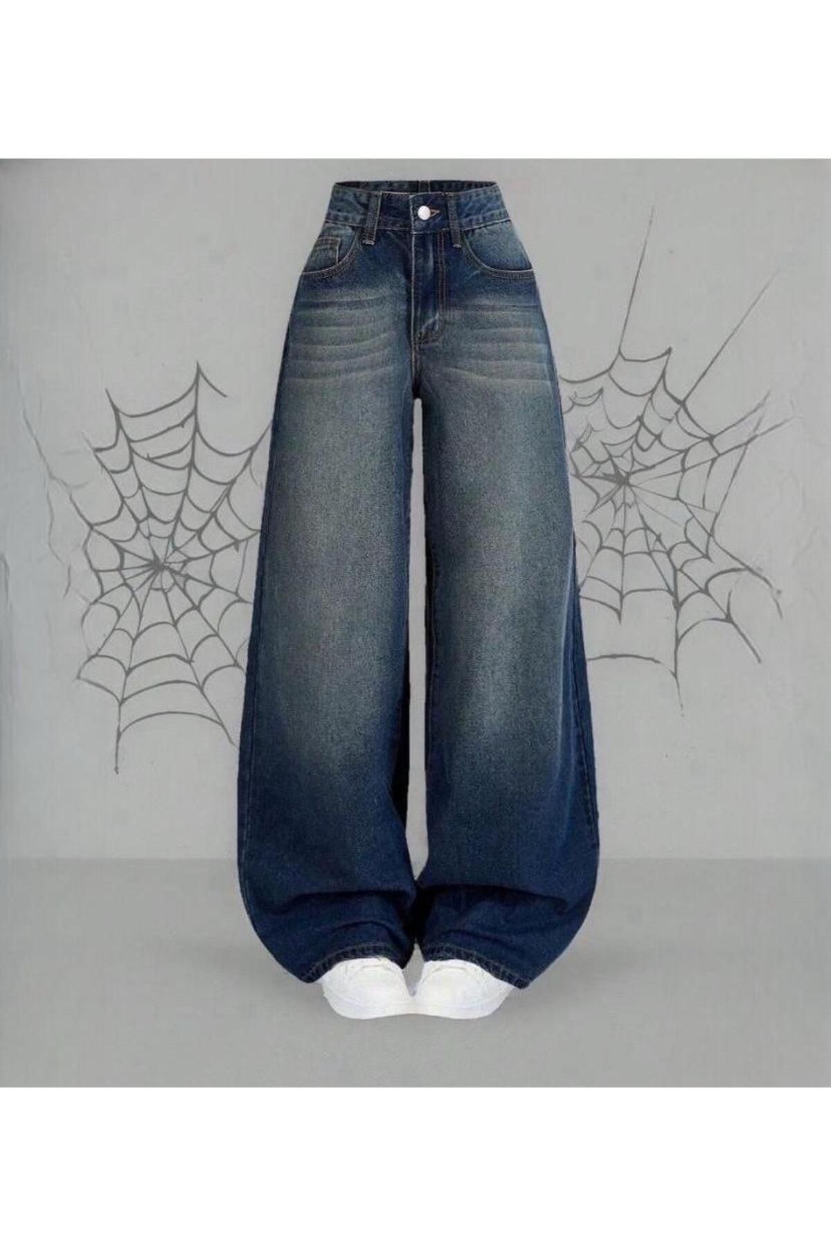 BALİNA Harajuku Y2K Trend Baggy Pocket Jean Pantolon -BLN