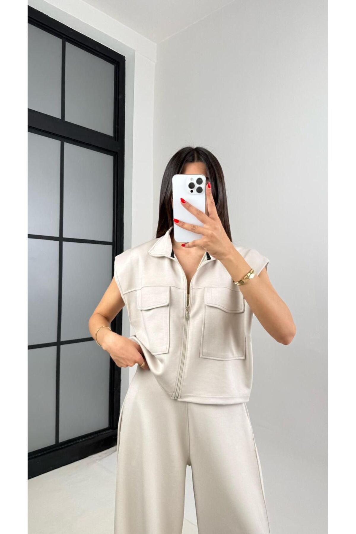 süter Pantalon Bluz Modal Eşofman Takım-M - BEJ