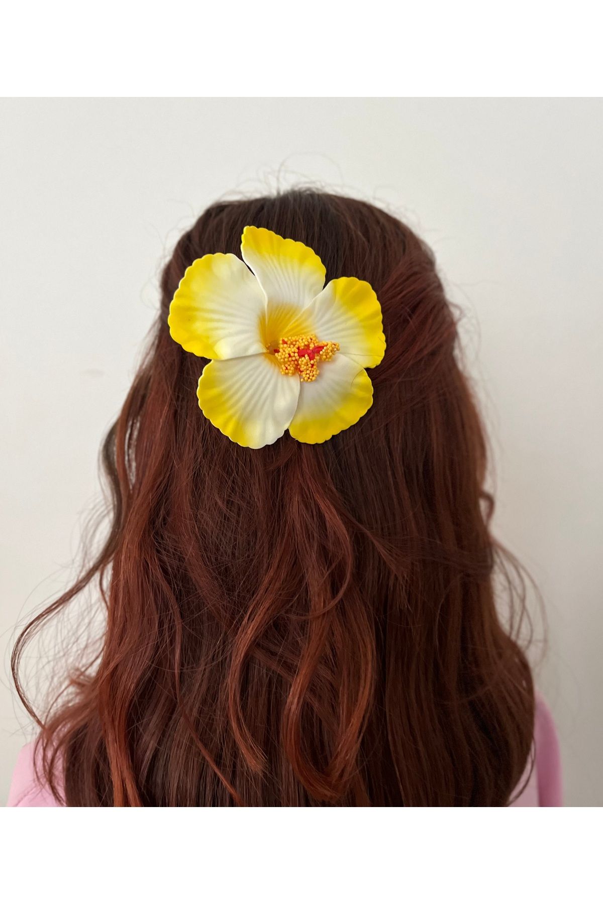 FloresDeCarnaval sarı beyaz hibiskus toka