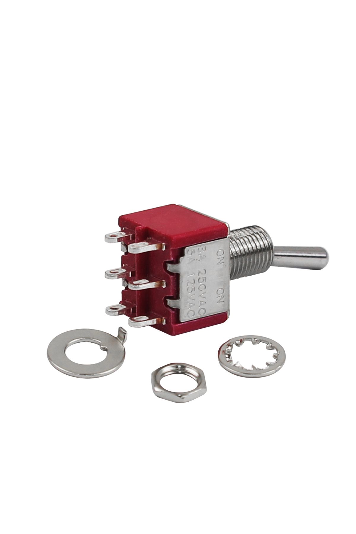 Choice-FLEOR 2PCS Red Mini 2 Way Toggle Switch Guitar Pickup Selector Switch DPDT ON/ON 3A 250V AC / 5A ... 4