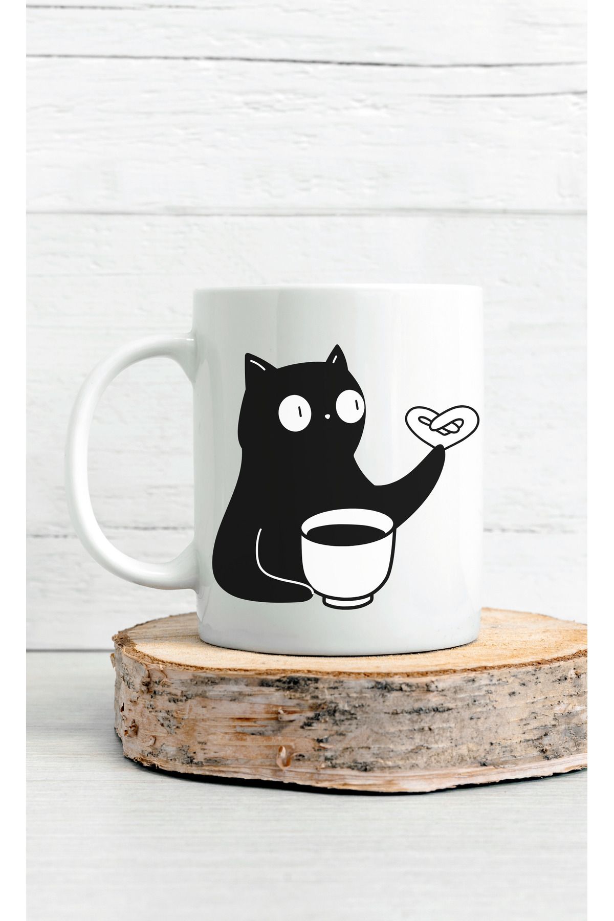 Store Kahve Bağımlısı Kedi Desenli Kupa Bardak - Sabahlarınızı Şenlendirin!