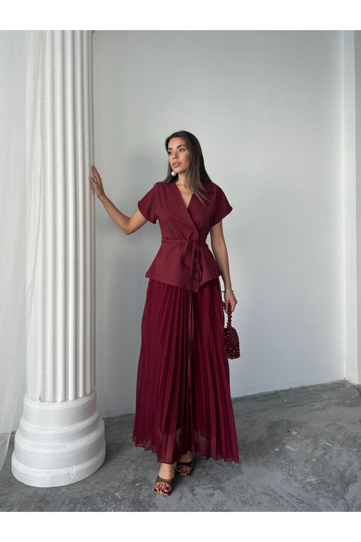 Diemmood Kadın Piliseli Pinterest Model Etek Büstiyer Takım