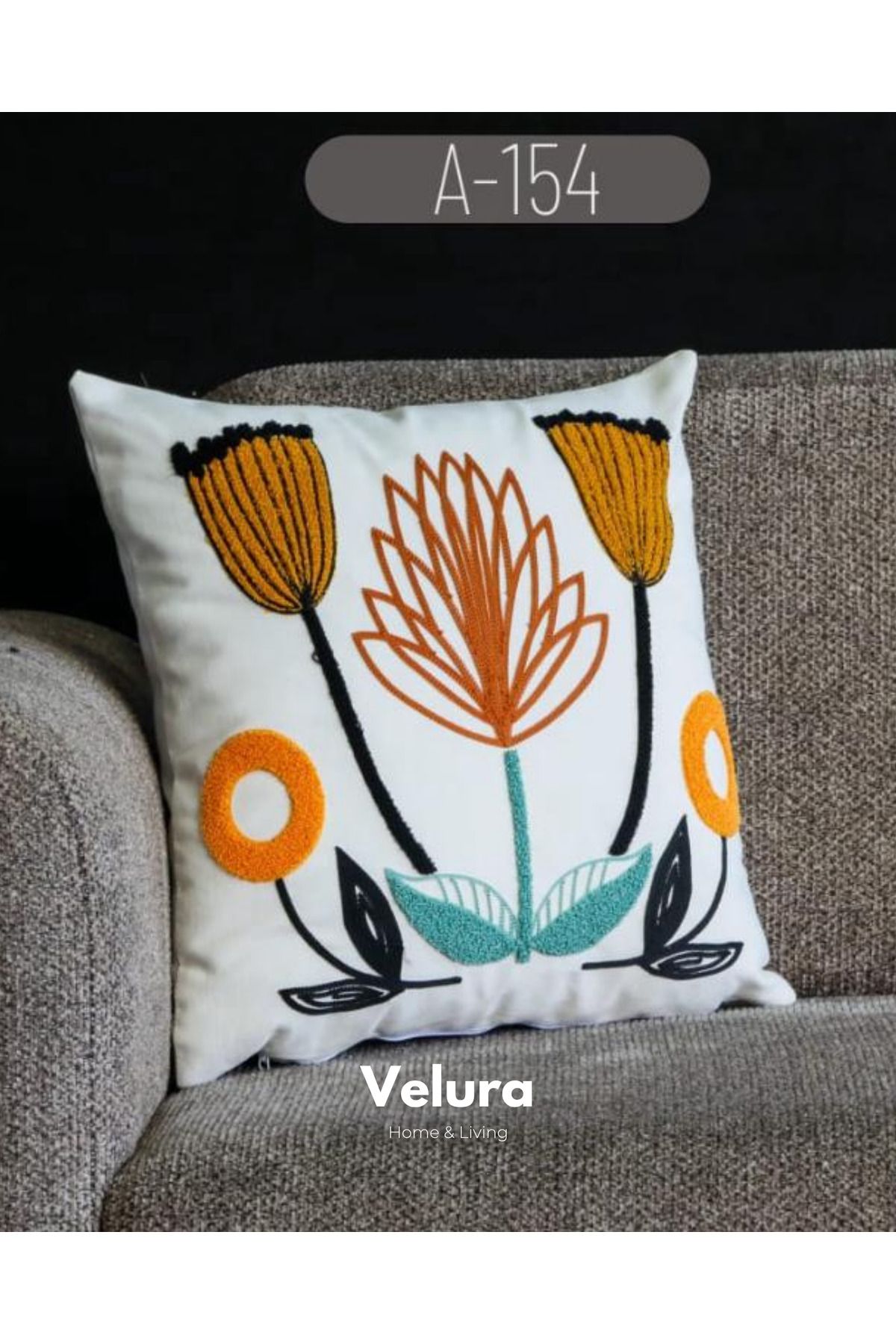 Velura Home & Living Dekoratif Kırlent & Pinterest Kırlent & Keten Kumaş - Nakış İşleme & A154