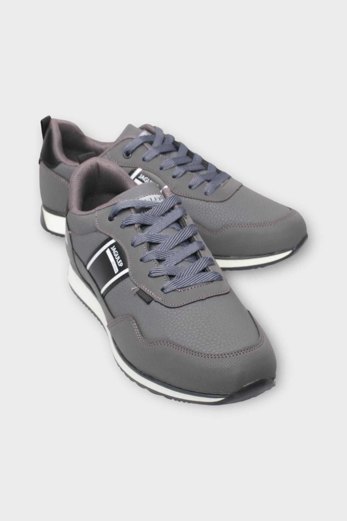 Liger-Men's Leather Laced Casual Sports Shoes Smoked - Black 2