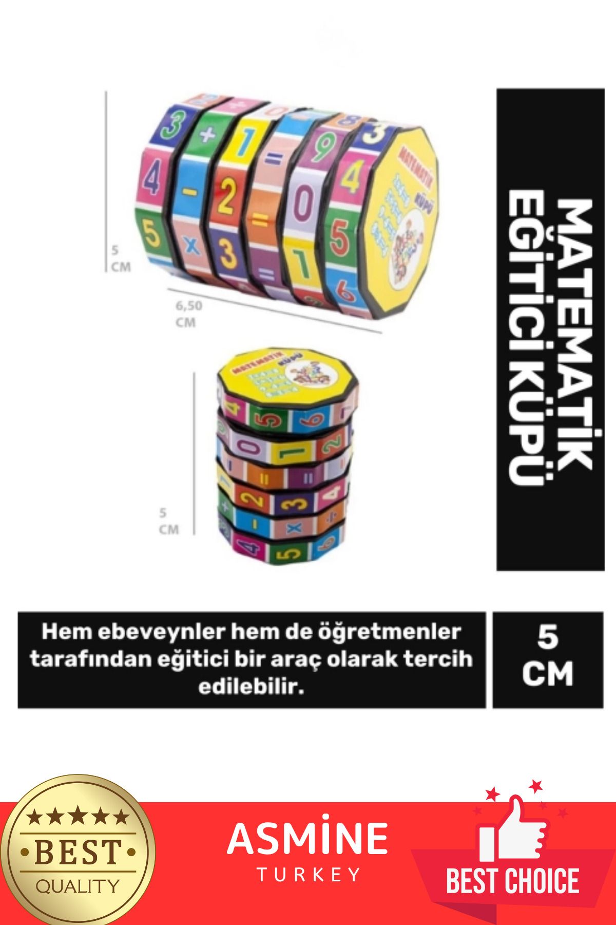 Örensa Özel Üretim Eğitici Zeka Geliştirici Öğretici Sağlam Plastik Renkli Temel Matematik Küpü