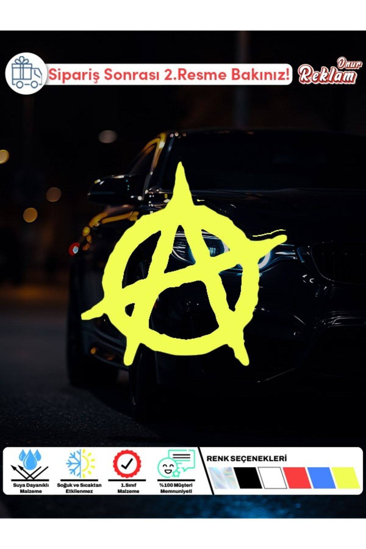 Onur Reklam Anarşi (Anarchy) Sembolü Sticker Seti – 5’li Paket | Suya Dayanıklı & 1. Sınıf Kalite