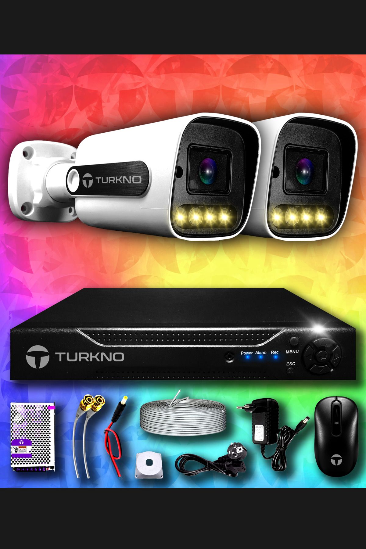 Turkno 2 Kameralı Navie 2 Dış Kamera Set Hdd'siz Full Hd Renkli Gece Görüşlü Güvenlik Kamerası Sistemi
