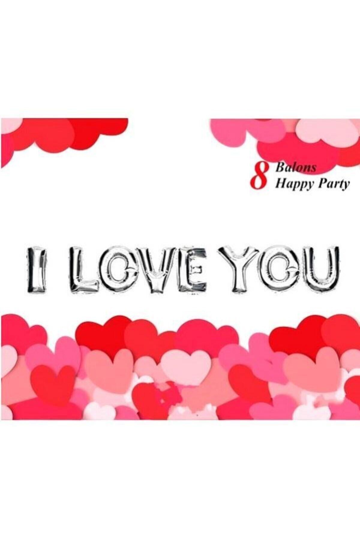 EA HOME I Love You Temalı Gümüş Renk Set Balon