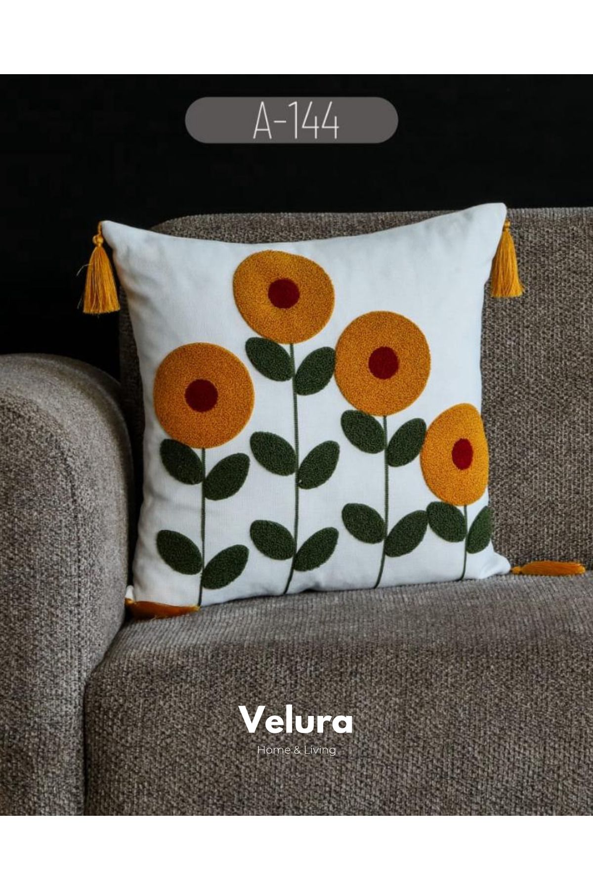 Velura Home & Living Dekoratif Kırlent & Pinterest Kırlent & Keten Kumaş - Nakış İşleme & A144
