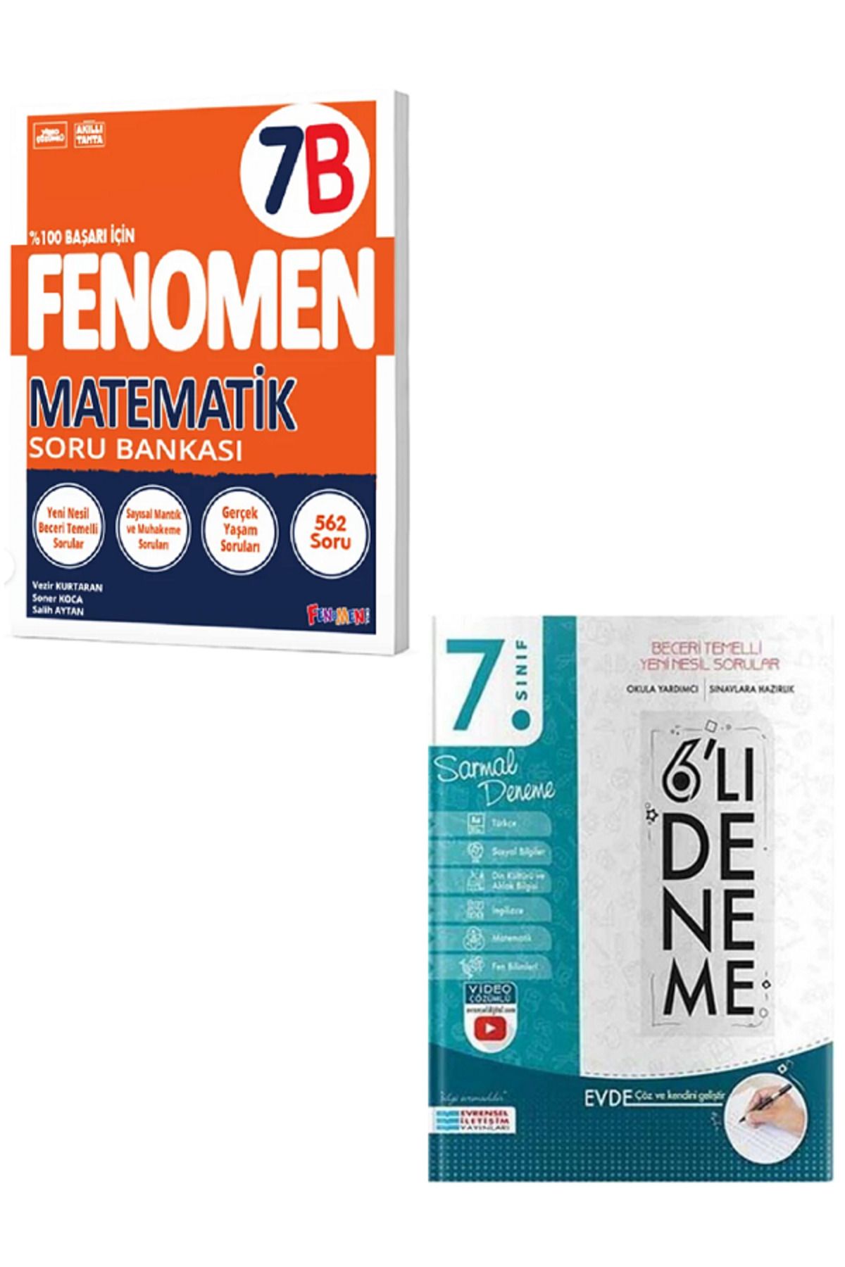 Evrensel İletişim Yayınları 7.Sınıf Fenomen 7B Matematik Soru Bankası + 7.Sınıf Evrensel 6'Lı Sarmal Deneme / 2 KİTAP SET