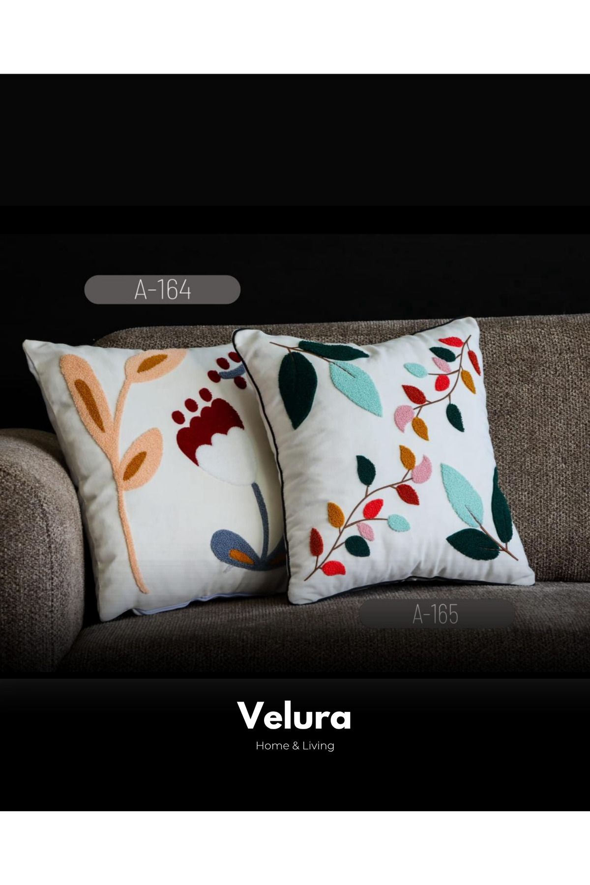 Velura Home & Living Dekoratif Kırlent & Pinterest Kırlent & Keten Kumaş - Nakış İşleme & A164-A165