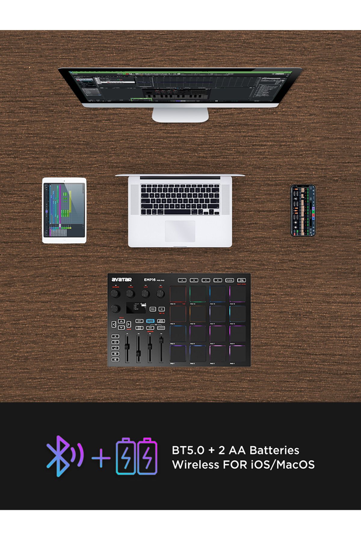 Choice-black EMP16 MIDI Pad Controller Beat Maker Machine With Bluetooth, 16 RGB Velocity Sensitive Beat Pa 8
