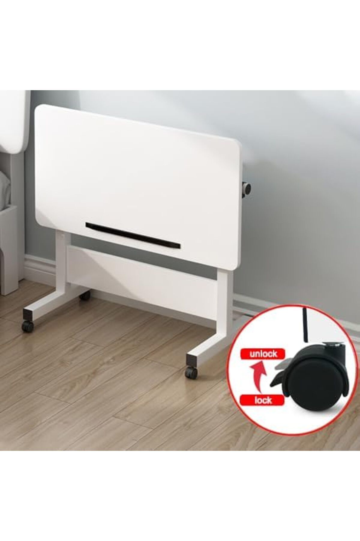 Generic-Rolling Desk Adjustable Height,Rolling Computer Cart,Portable Laptop Desk,Small Adjustable Home Offi 7
