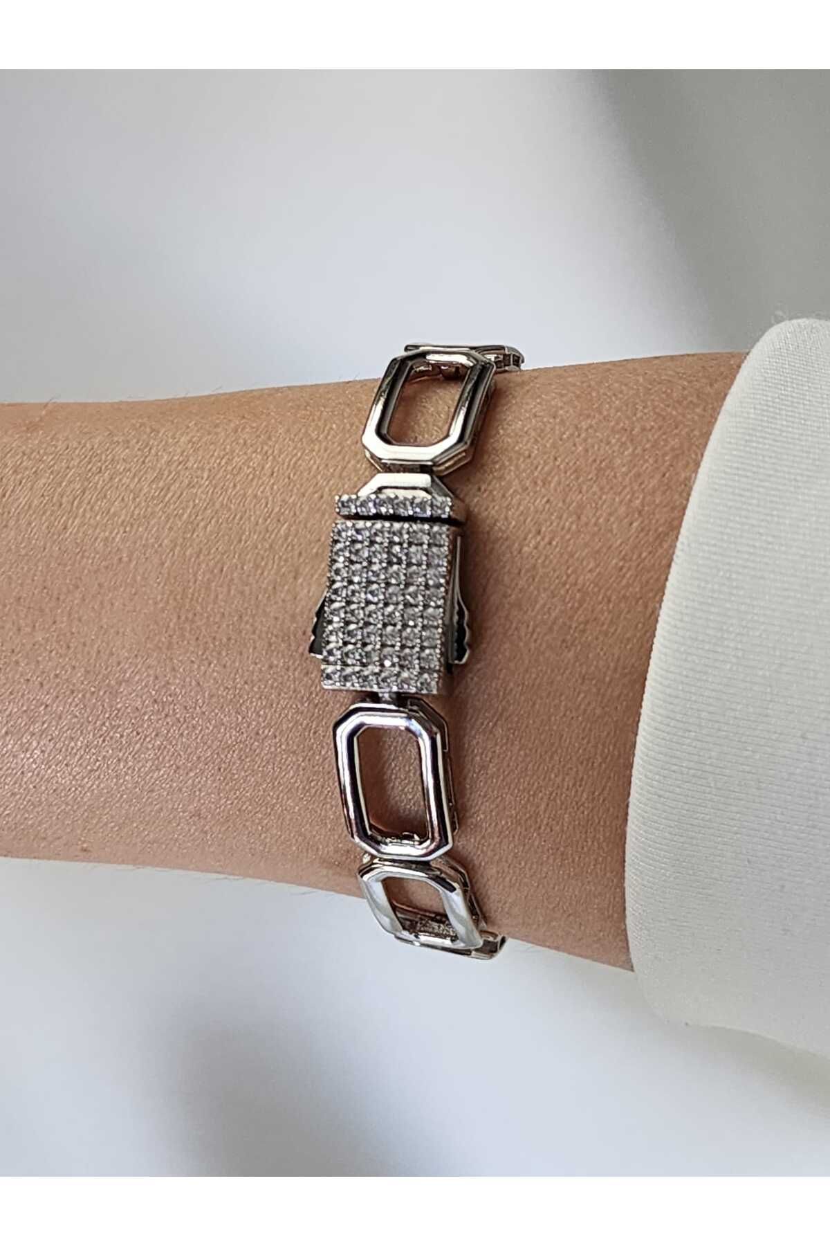 ZÜLİSCH GURMET ÇELİK BİLEKLİK XUPİNG ZİRKON TAŞLI MODEL GÜMÜŞ RENK PASLANMAZ