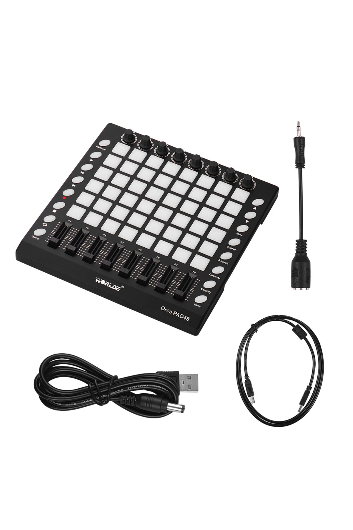 Choice-Package WORLDE PAD48 Portable USB MIDI Drum Pad Controller 48 RGB Backlit Pads 8 Knobs 16 Buttons 8 1