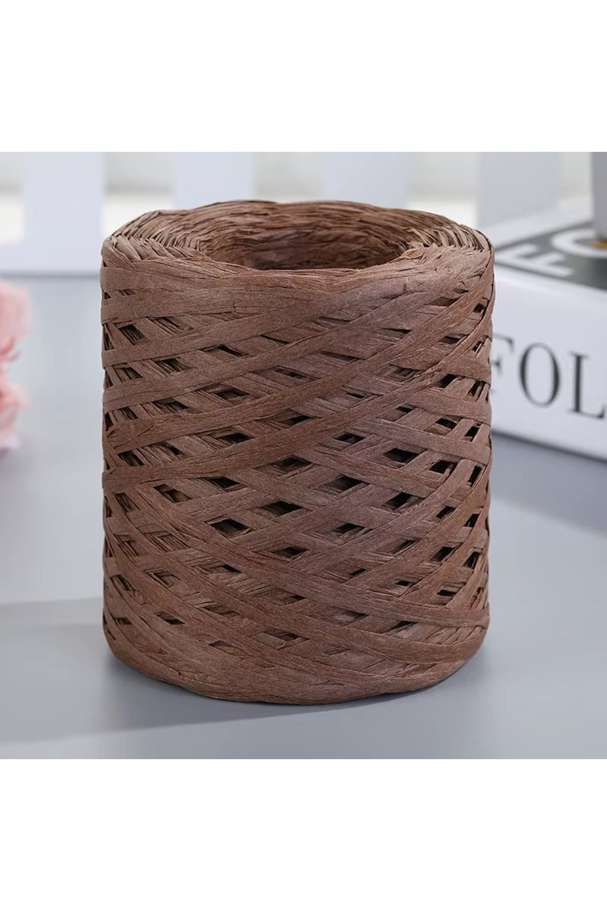 HOBİ Rafya İp Şapka Çanta Kağıt Ambalaj İpi 200 gr 200 m Raffia Natural Kağıt İp